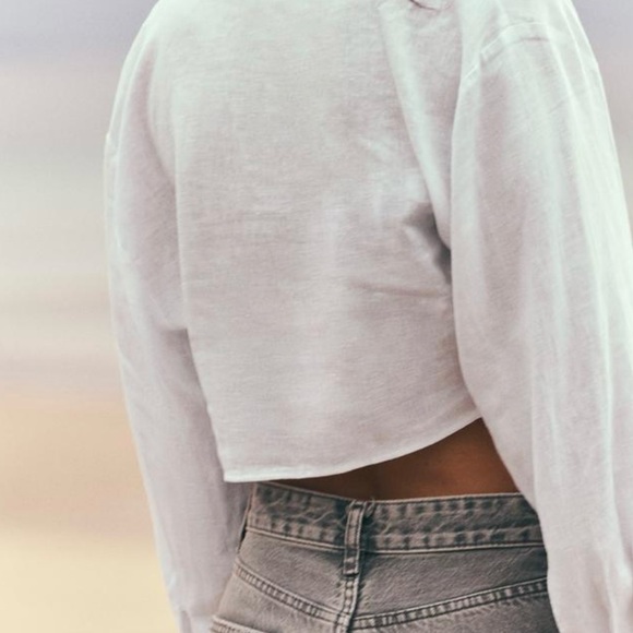 NWT Zara Buckled Linen Shirt - Picture 3 of 3